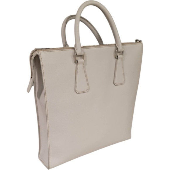 👜🍄🟫 PRADA Saffiano Leather Laptop Tote – Bone / Mushroom 🍄🟫👜 - Picture 6 of 15